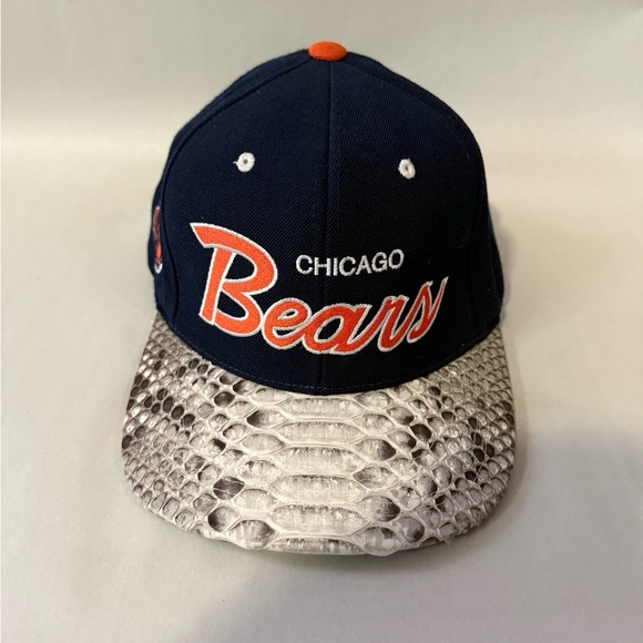 M&N Chicago Bears Vintage Custom Snakeskin Strap-back Cap Navy and Orange